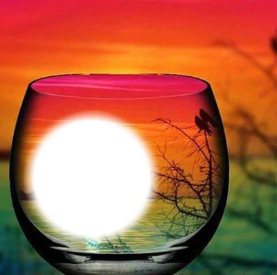 pretty wine glass Photo frame effect