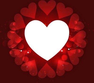 Amor entre corazones, rojos, 1 foto Fotomontažas