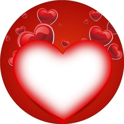 corazón dentro de circulo con corazones rojo, 1 foto. Fotomontage