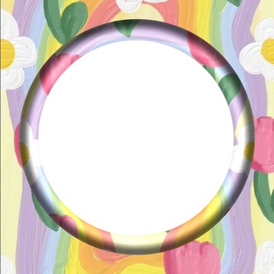 marco circular primaveral, una foto. Photo frame effect