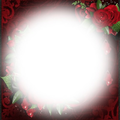 red roses circle frame Φωτομοντάζ