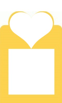 marco y corazón, fondo amarillo. Valokuvamontaasi