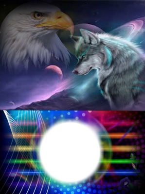 "fantasy wolfs en arend" Fotomontáž