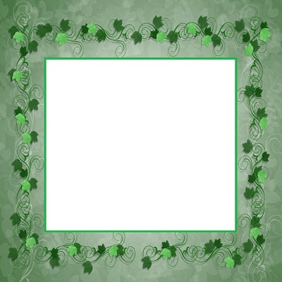 marco y hojas verdes. Fotomontáž