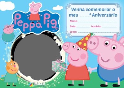 Convite Peppa Pig Montage photo