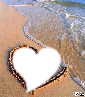 coeur sur une plage Fotoğraf editörü