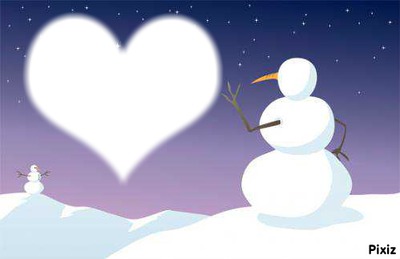 snowman in love Photo frame effect