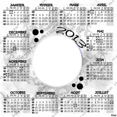 2013 calendrier Photo frame effect