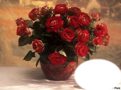 bouquet de roses rouge Photo frame effect