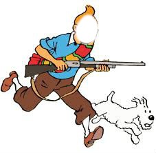 Tintin et milou à la chasse Photomontage