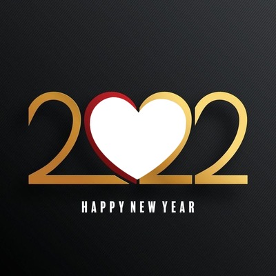 Happy New Year 2022, corazón, 1 foto Photomontage