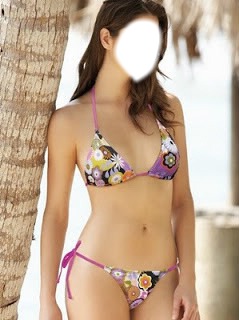 rostro de una chica en bikini Photo frame effect