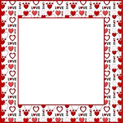 Love, letra y corazones rojo. Photomontage