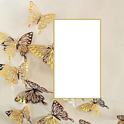 mariposas doradas. Fotomontage