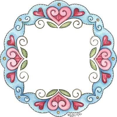 marco circular, corazones fucsia. Fotomontagem