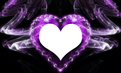 purple neon glow heart-hdh 1 Photo frame effect