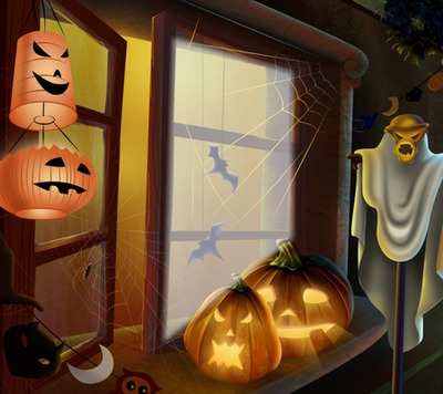 Halloween "am Fenster" Photomontage