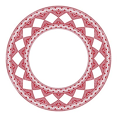 circulo bicolor, rojo y blanco. Fotomontagem