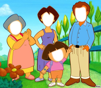 Visage Dora et sa famille フォトモンタージュ