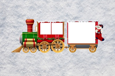christmas train Photo frame effect