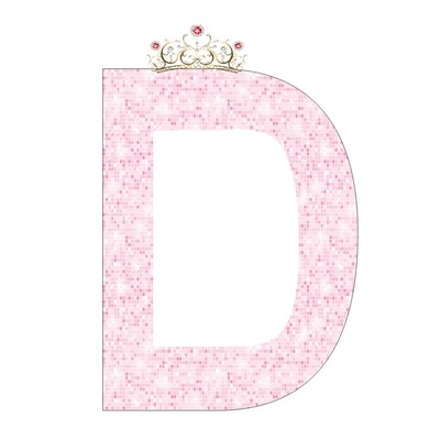 letra D y corona, rosada. Montaje fotografico