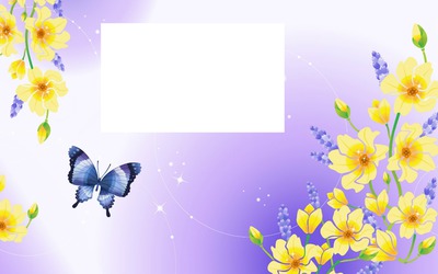 flores y mariposa フォトモンタージュ