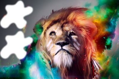 lion couleur arc en ciel Montage photo