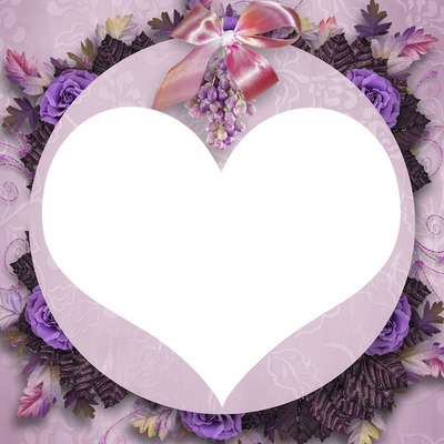 cadre coeur fleurie violet Fotómontázs