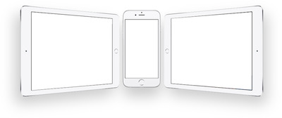 2 iPad adn iPhone 6 Fotomontasje