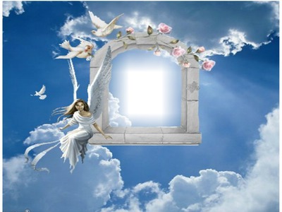 angel sit by frame Photo frame effect