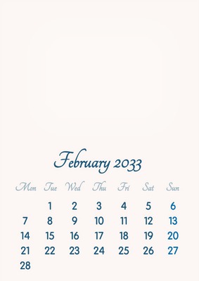 February 2033 // 2019 to 2046 // VIP Calendar // Basic Color // English Fotoğraf editörü