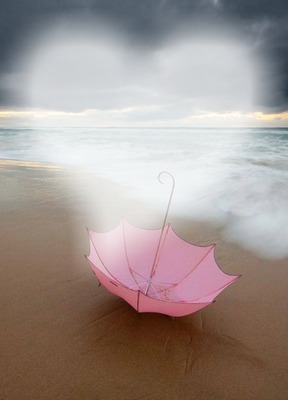 parapluie rose mer Fotomontaggio
