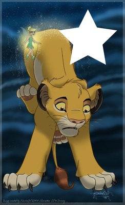 Lion king Tinkebell and Simba フォトモンタージュ