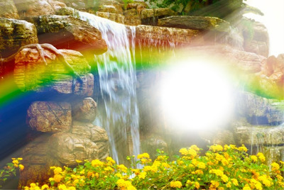 cascada con arco iris Photo frame effect