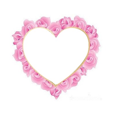 corona de rosas, rosadas, corazón, 1 foto. Photomontage