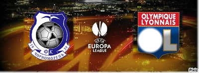 foot Odessa vs Lyon Europa league Montaje fotografico