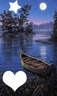 barque en pleine lune Valokuvamontaasi