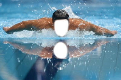 champion piscine des jo Fotomontaggio