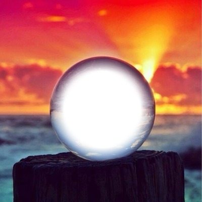 Sphere in sunset Photo frame effect