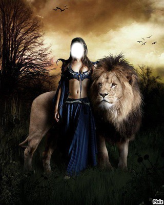 la femme lion Fotomontasje