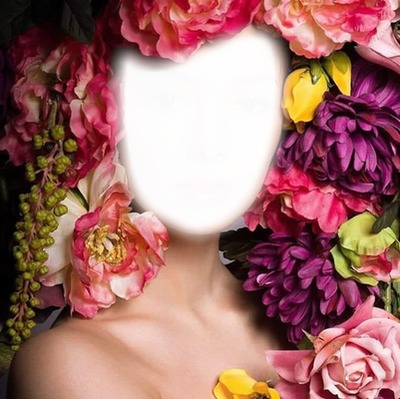 Cc rostro con flores Montaje fotografico