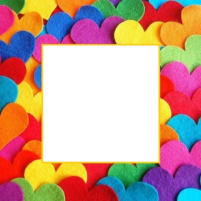 corazones multicolores. Fotomontaż