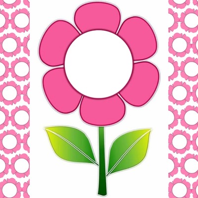 flor rosada, dibujo, una foto. Photomontage
