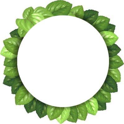 corona de hojas verdes. Fotomontaža
