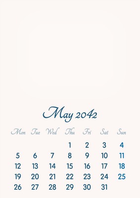 May 2042 // 2019 to 2046 // VIP Calendar // Basic Color // English Fotomontaggio