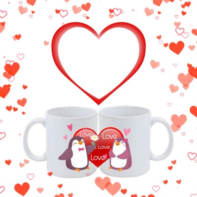 mugs, corazón Photo frame effect