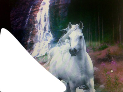 cheval a la cascade Fotomontaggio