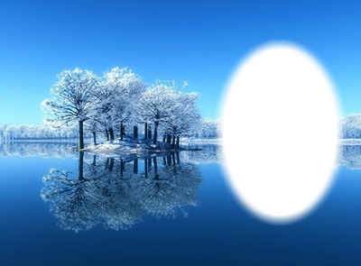 Paysage bleu et blanc Photo frame effect