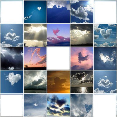 Nuages coeurs Photo frame effect