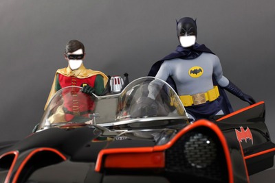 batman y robin en batmobile Fotomontasje